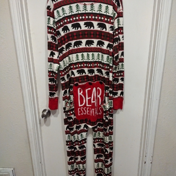 Lazy One Men's Christmas Bear Print  Long John Union Suit Pajamas Sz XL Holiday - Picture 5 of 7